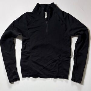 Athleta Black Textured 1/4 Zip Pullover Thumbholes Size M